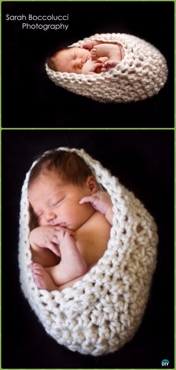 Crochet Simple Baby Cocoon Photo Prop Free Pattern - Crochet Snuggle Sack & Cocoon Free Patterns