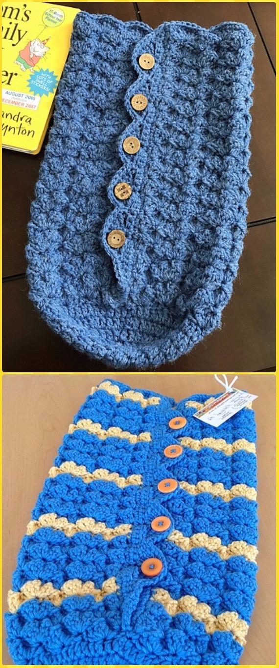 Crochet  Button-Up Baby Cocoon and Hat Free Pattern - Crochet Snuggle Sack & Cocoon Free Patterns
