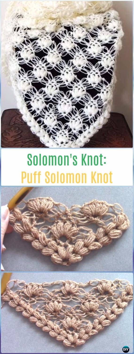 Crochet Puff Solomon's Knot Stitch Free Pattern Video- Crochet Solomon Knot Stitch and Variations