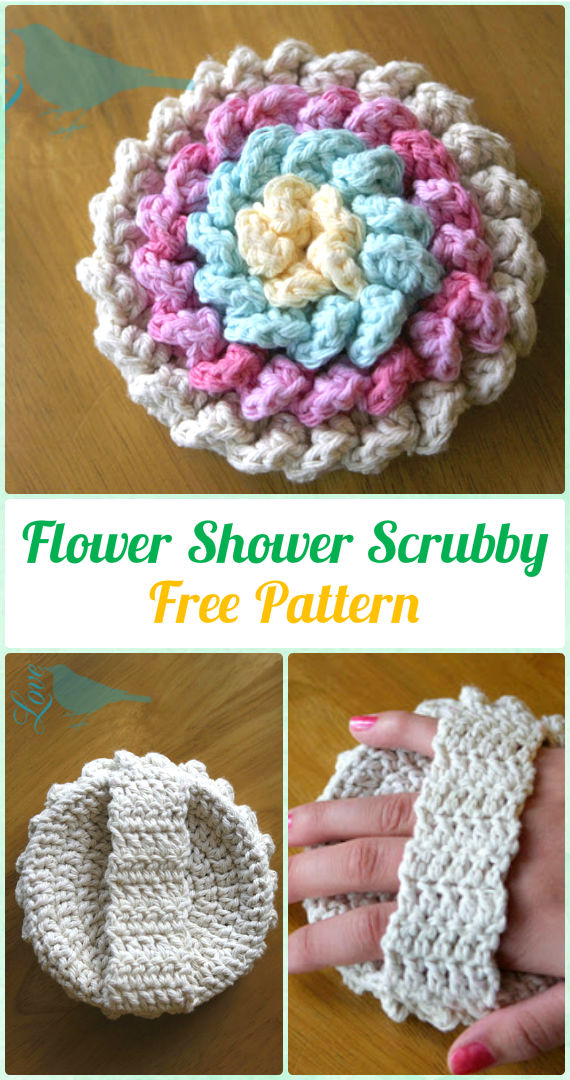 Crochet Flower Shower Scrubby Free Pattern - Crochet Spa Gift Ideas Free Patterns
