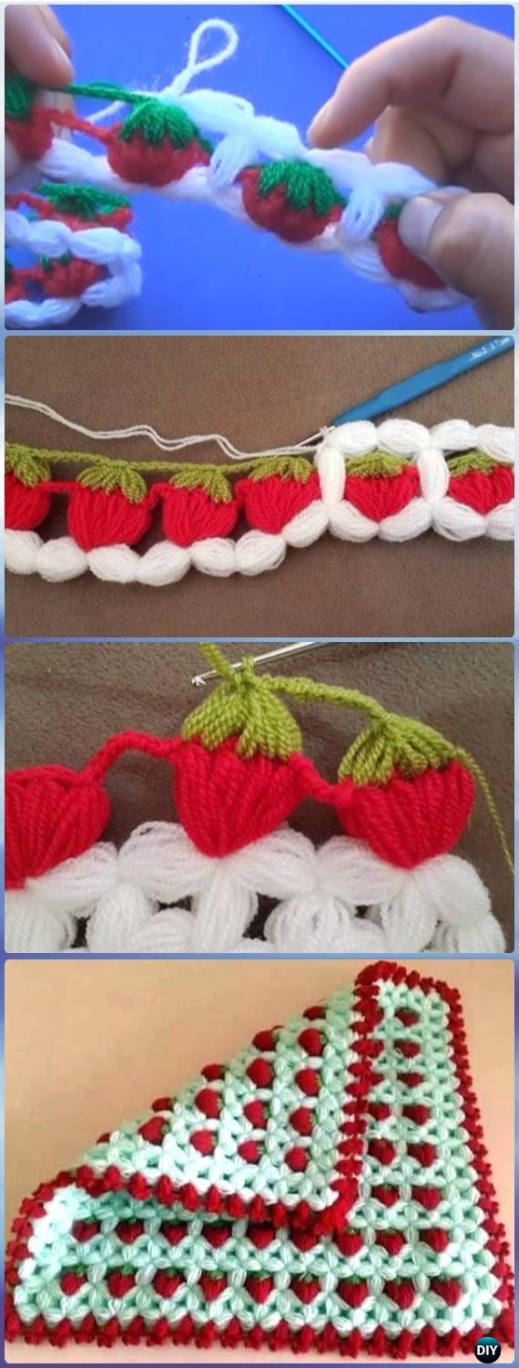 Crochet Puff Strawberry Stitch Free Pattern-Crochet Strawberry Stitch Free Patterns