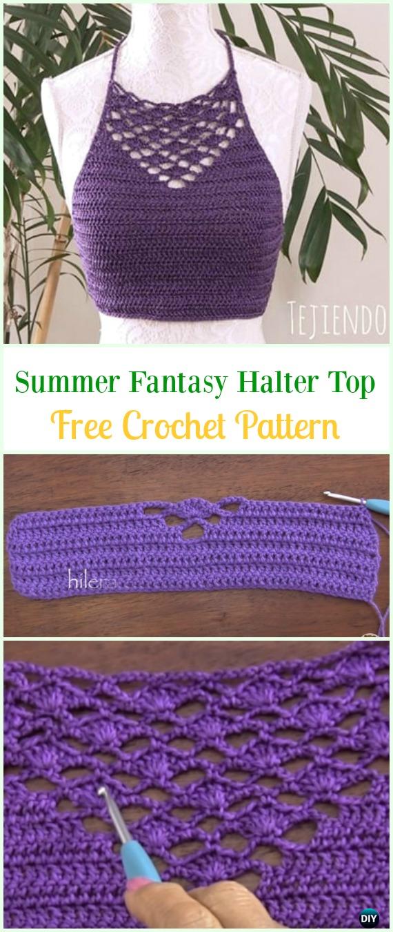Crochet Summer Fantasy Halter Top Free Pattern Video-#Crochet Summer Halter #Top Free Patterns