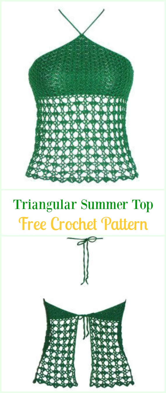 Crochet Triangular Summer Top Free Pattern Video-#Crochet Summer Halter #Top Free Patterns