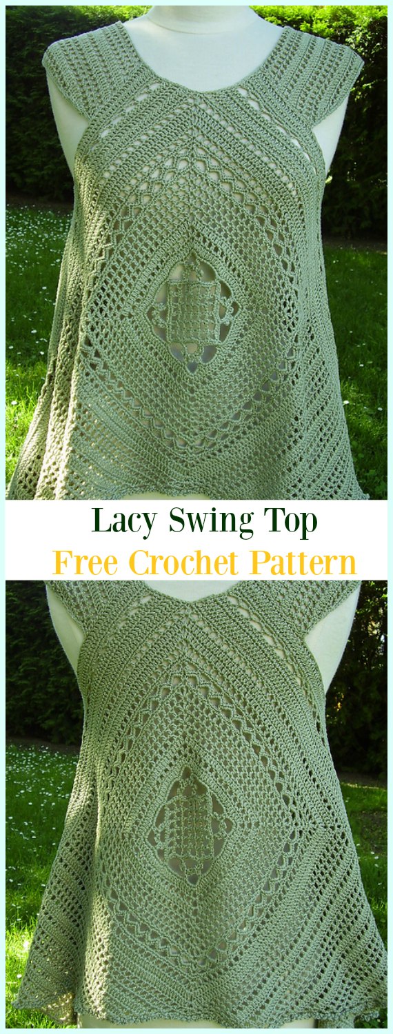 Crochet Lacy Swing Top Free Pattern -#Crochet Summer #Top Free Patterns