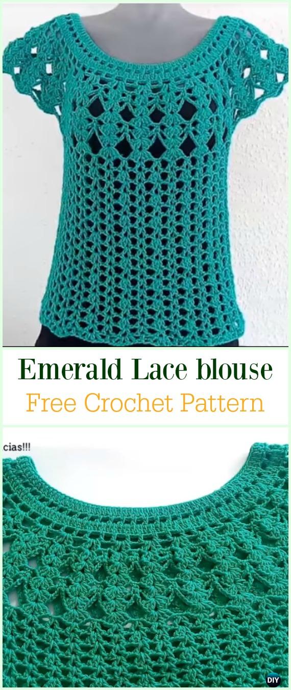 Crochet Emerald Lace Blouse Free Pattern Video -Crochet Summer Top Free Patterns