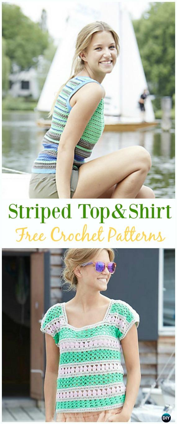 Crochet Striped Crochet Shirt Free Pattern Video -Crochet Summer Top Free Patterns