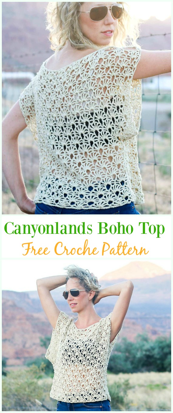 Crochet Canyonlands Boho Top Free Pattern -Crochet Summer Top Free Patterns