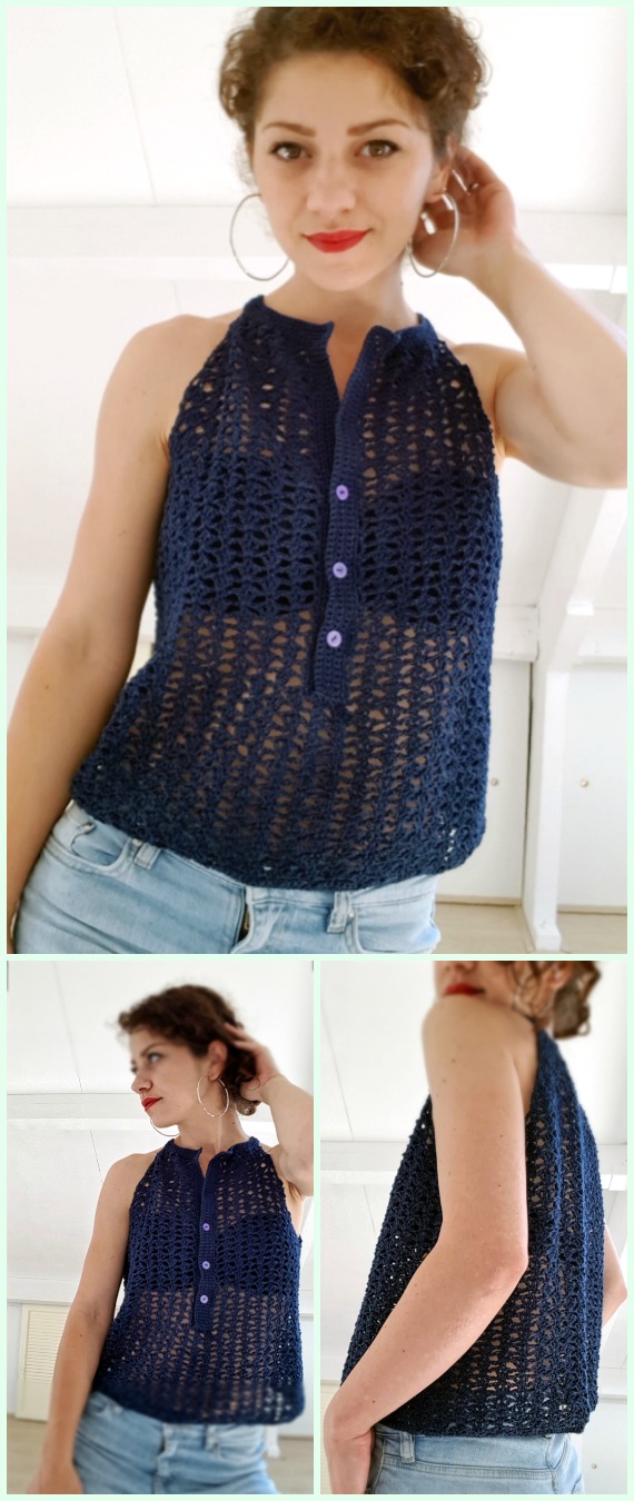 Crochet V stitch Summer Top Free Pattern -#Crochet Summer #Top Free Patterns