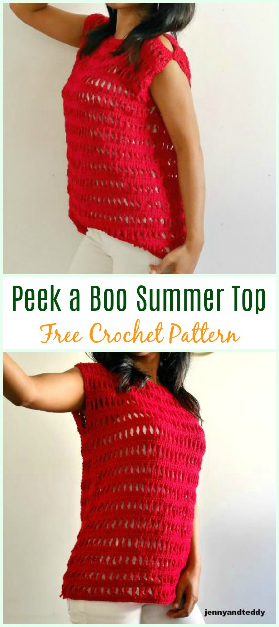 Crochet Peek a Boo Summer Top Free Pattern -#Crochet Summer #Top Free Patterns