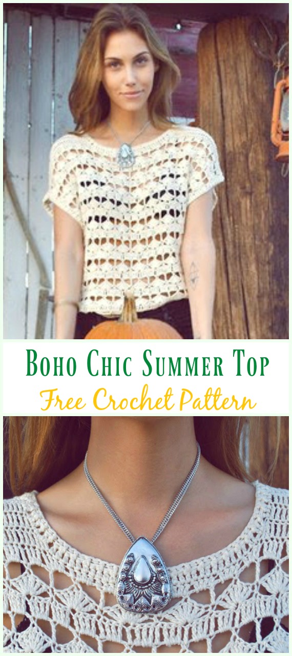 Crochet Boho Chic Summer Top Free Pattern -#Crochet Summer #Top Free Patterns