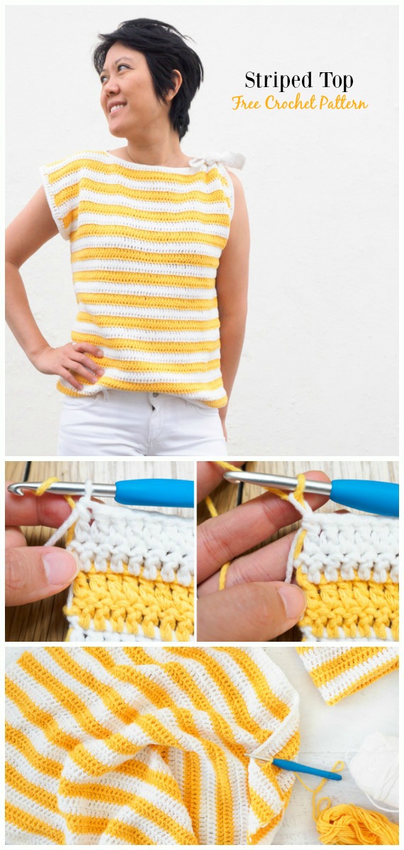 Crochet Monterrey Bay Striped Top Free Pattern -#Crochet Summer #Top Free Patterns