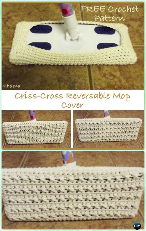 Crochet Criss-Cross Reversable Mop Cover Free Pattern - Crochet Swiffer Pads&Covers Free Patterns