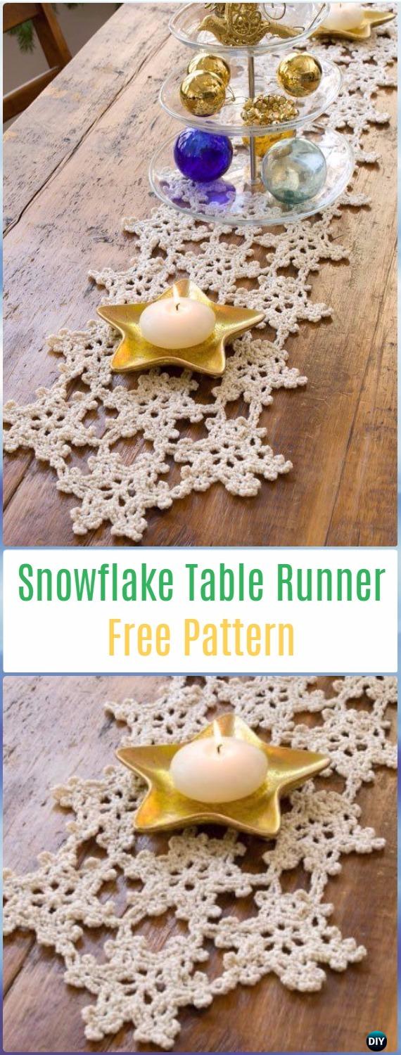 Crochet Snowflake Table Runner Free Pattern- Crochet Table Runner Free Patterns