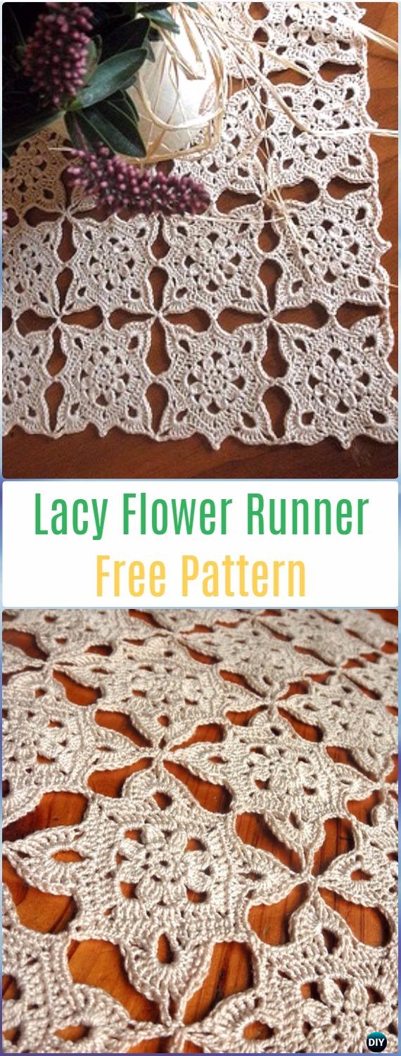 Crochet Lacy Flower Runner Free Pattern- Crochet Table Runner Free Patterns