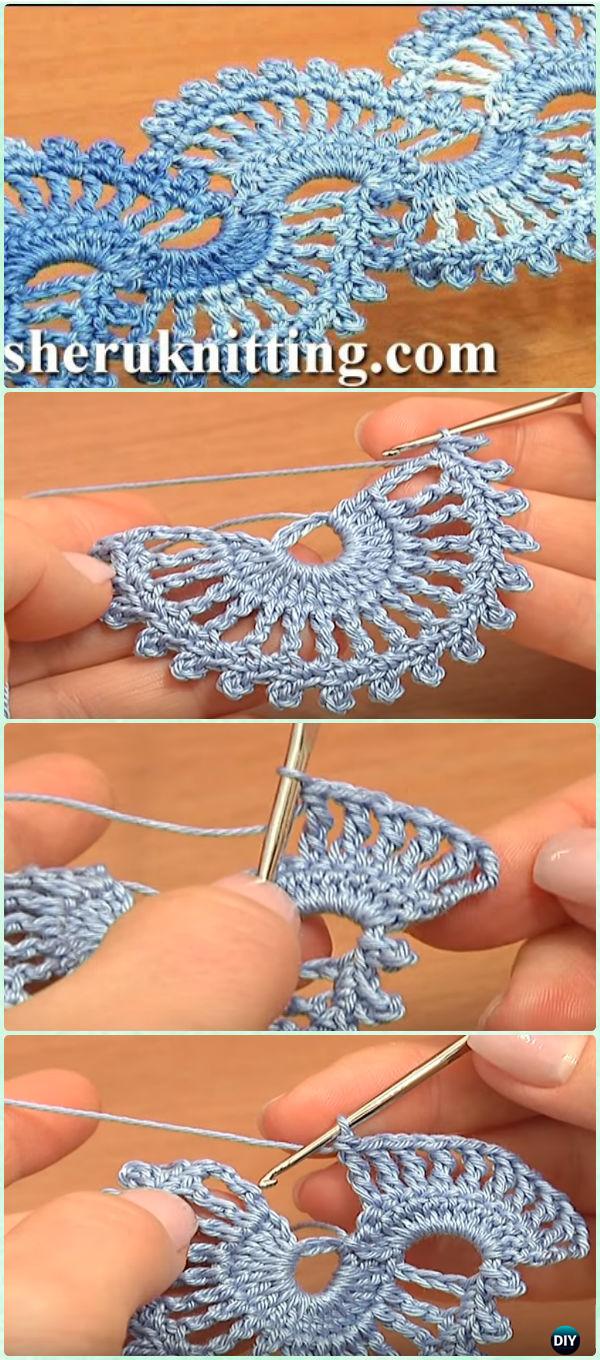 Crochet Fan Stitch Tape Lace Free Pattern Video - Crochet Tape Free Patterns 