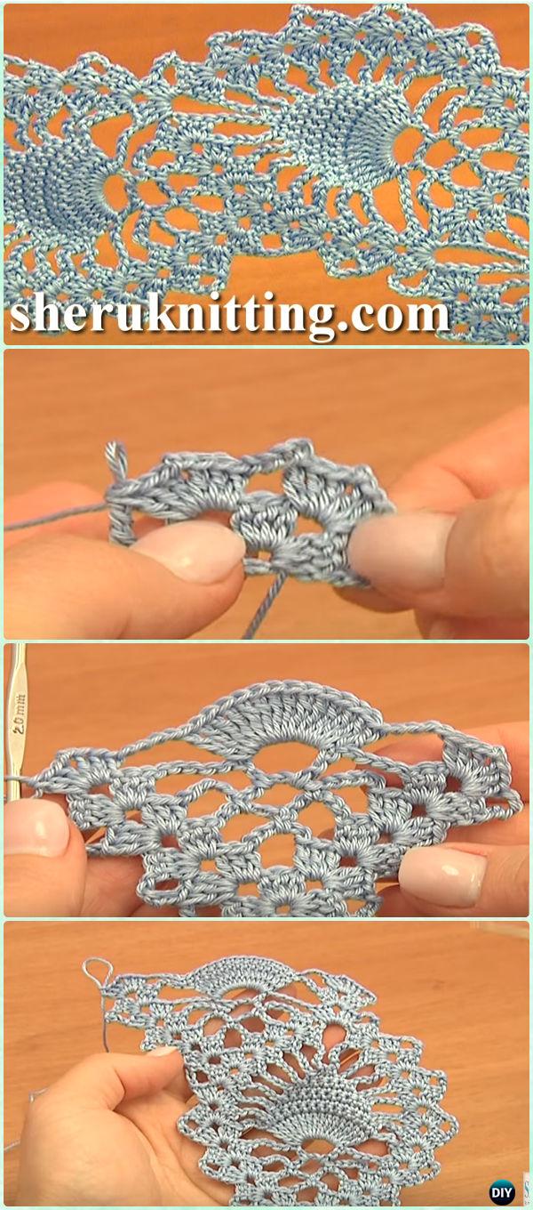 Crochet Pineapple Stitch Fish Stitch Lace Tape Free Pattern Video - Crochet Tape Free Patterns 
