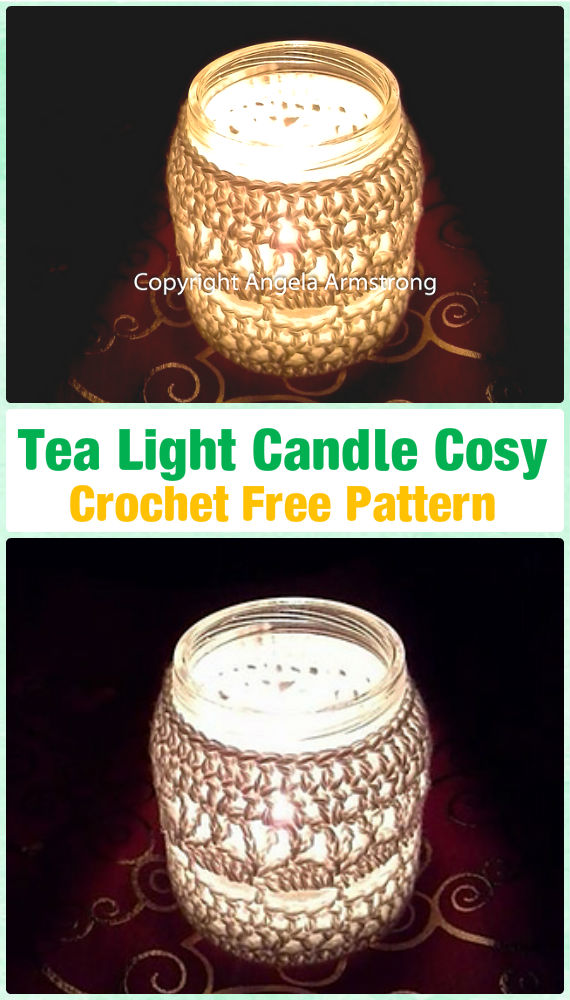 Crochet Tea Light Candle Cosy by Angela Armstrong