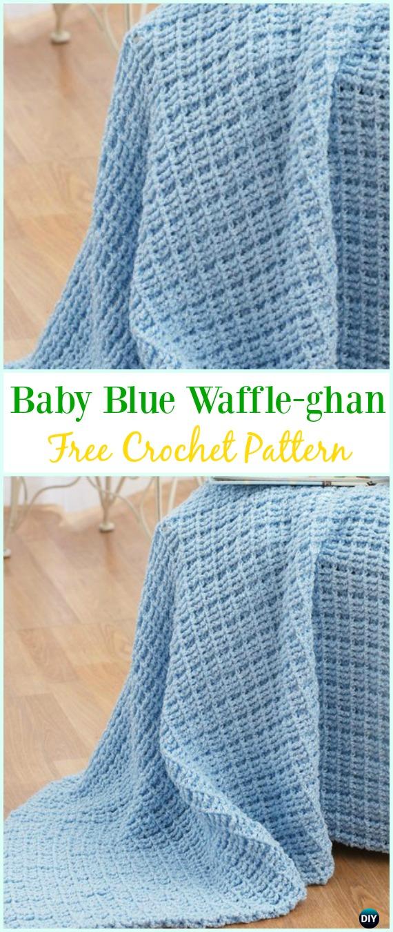 Crochet Baby Blue Waffle-ghan Pattern- Crochet Waffle Stitch Free Patterns & Variations