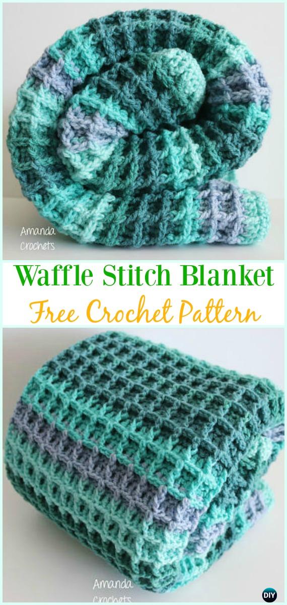 Crochet Waffle Stitch Blanket Free Pattern- Crochet Waffle Stitch Free Patterns & Variations