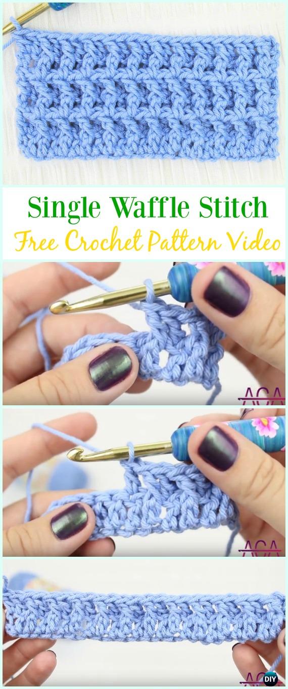 How to Crochet Single Waffle Stitch Free Pattern Video 