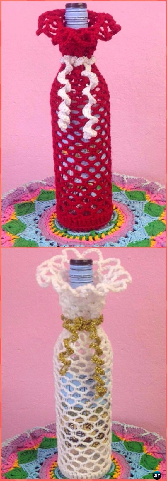 Crochet Wine Bottle Cosy Free Pattern - Crochet Wine Bottle Cozy Bag & Sack Free Patterns