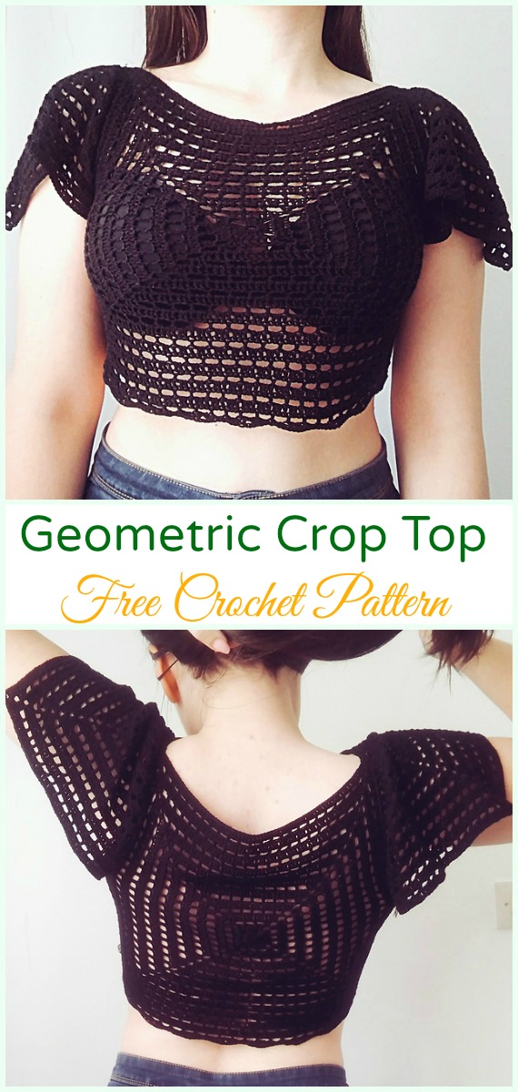 Crochet Geometric Crop Top Free Pattern - #Crochet; Women #CropTop; Free Patterns
