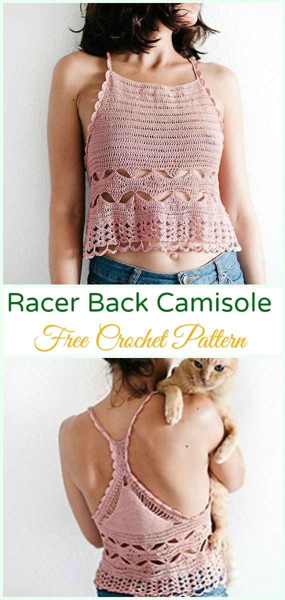 Crochet Racer Back Camisole Top Free Pattern - #Crochet; Women #CropTop; Free Patterns