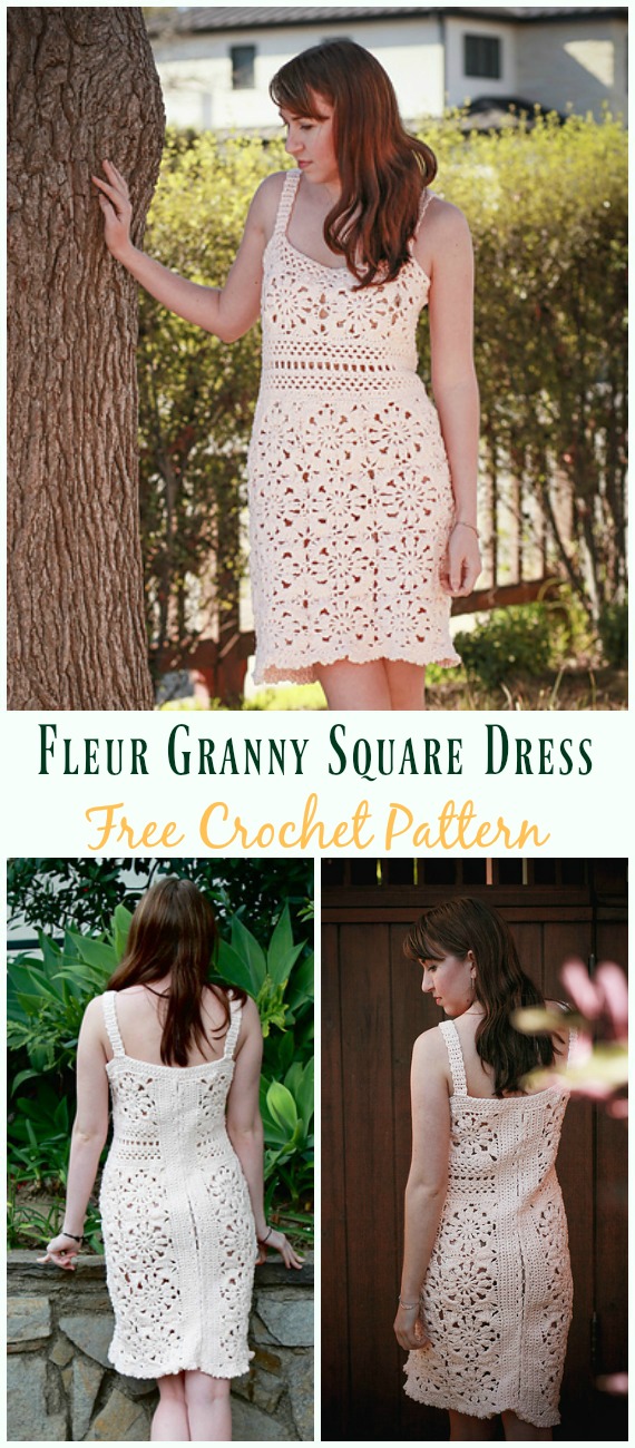 Fleur Granny Square Dress Crochet Free Pattern - #Crochet; Women #Dress; Free Patterns