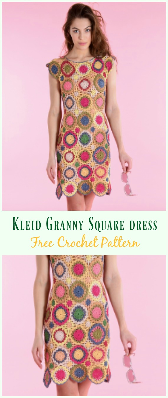 Kleid Granny Square dress Crochet Free Pattern - #Crochet; Women #Dress; Free Patterns
