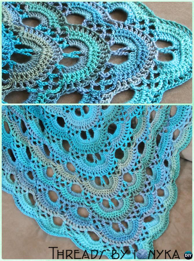 Crochet German Scallop Shawl Free Pattern - Crochet Women Shawl Sweater Outwear Free Patterns