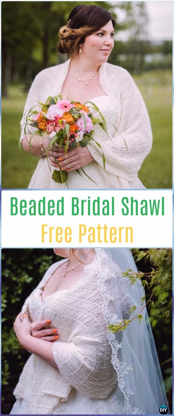 Crochet Beaded Bridal Shawl Free Pattern - Crochet Women Shawl Sweater Outwear Free Patterns