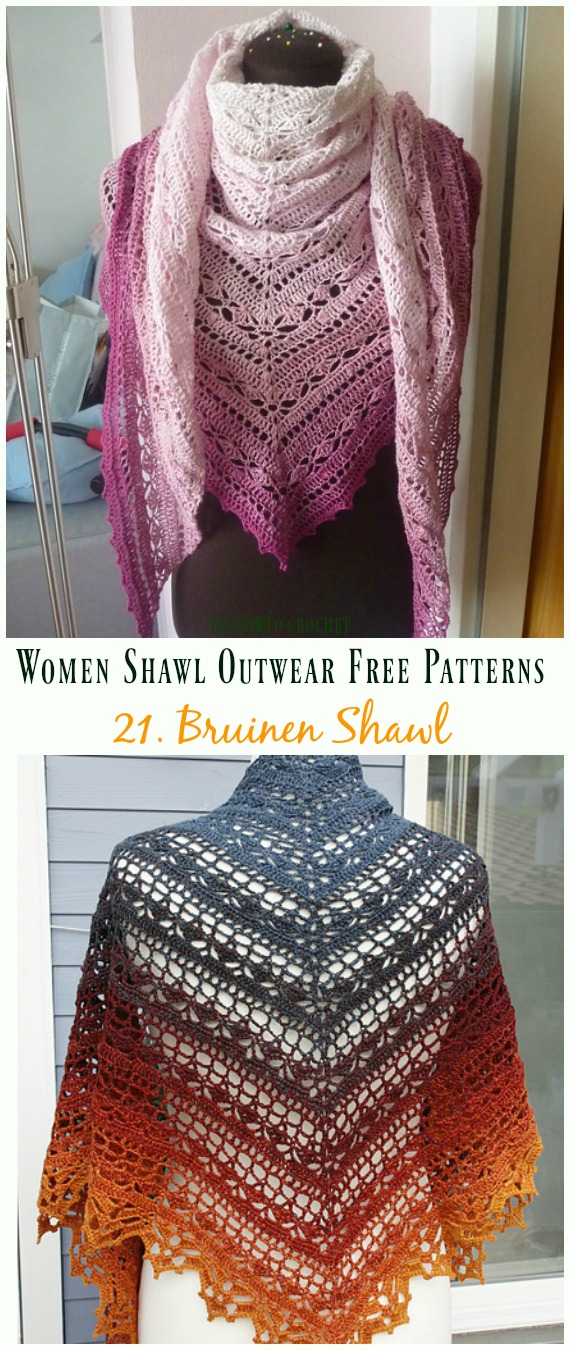 Bruinen Shawl Free Crochet Pattern - #Crochet; Women #Shawl; Sweater Outwear Free Patterns