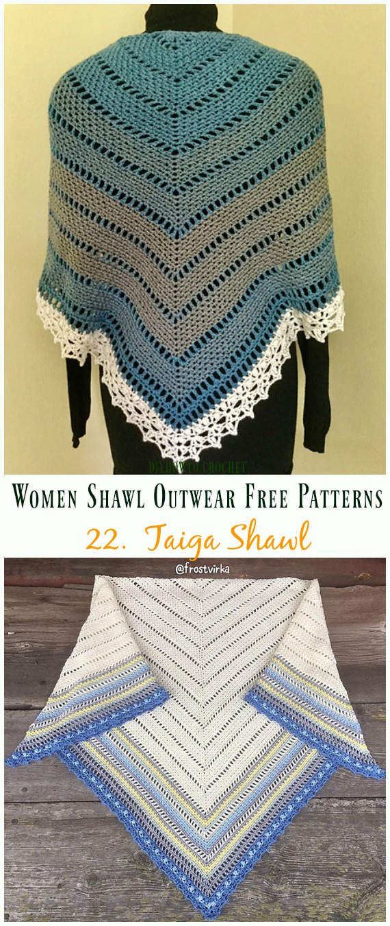 Taiga Shawl Free Crochet Pattern - #Crochet; Women #Shawl; Sweater Outwear Free Patterns