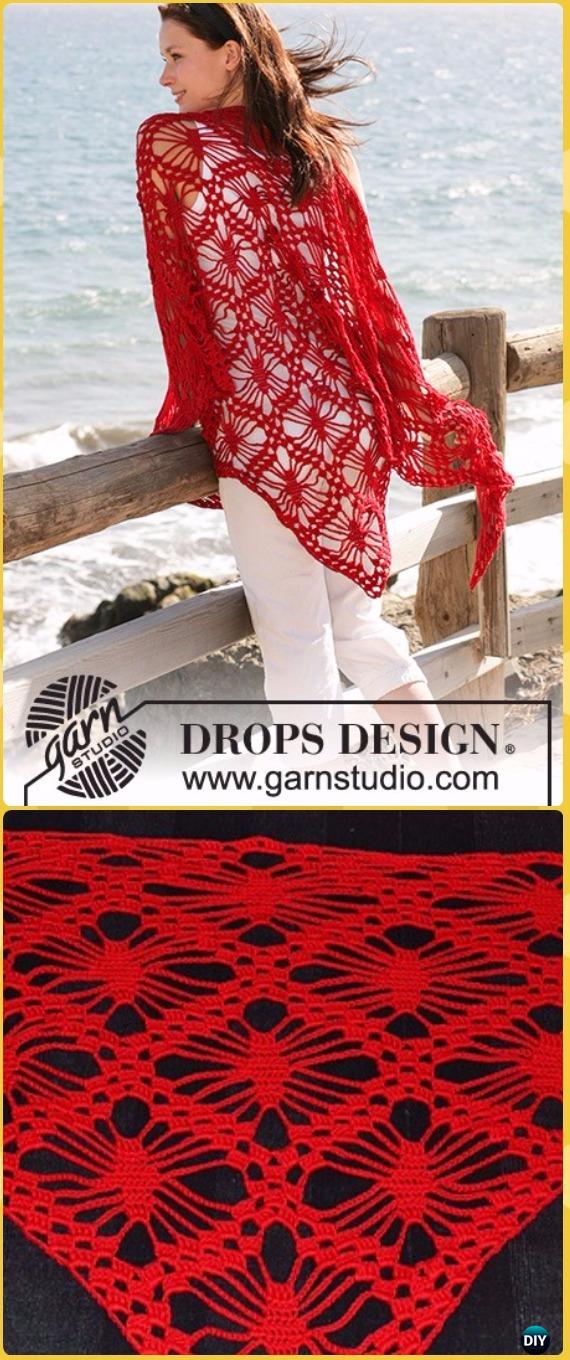 Crochet Tenerife Spider Shawl Free Pattern - Crochet Women Shawl Sweater Outwear Free Patterns