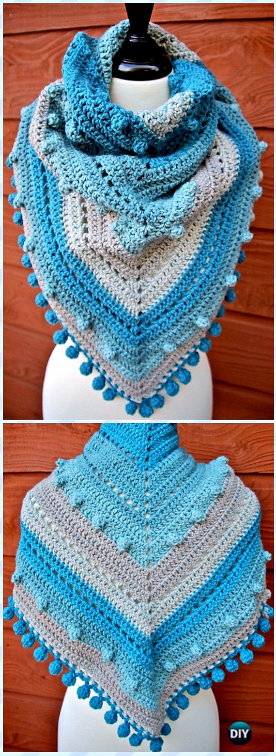 Crochet Misty Morning Triangle Scarf Shawl Free Pattern - Crochet Women Shawl Sweater Outwear Free Patterns