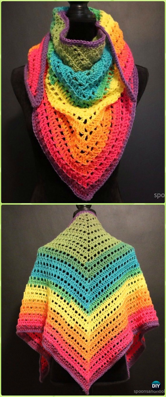 Crochet One Mandala Cake Triangle Shawl Scarf Free Pattern - Crochet Women Shawl Sweater Outwear Free Patterns