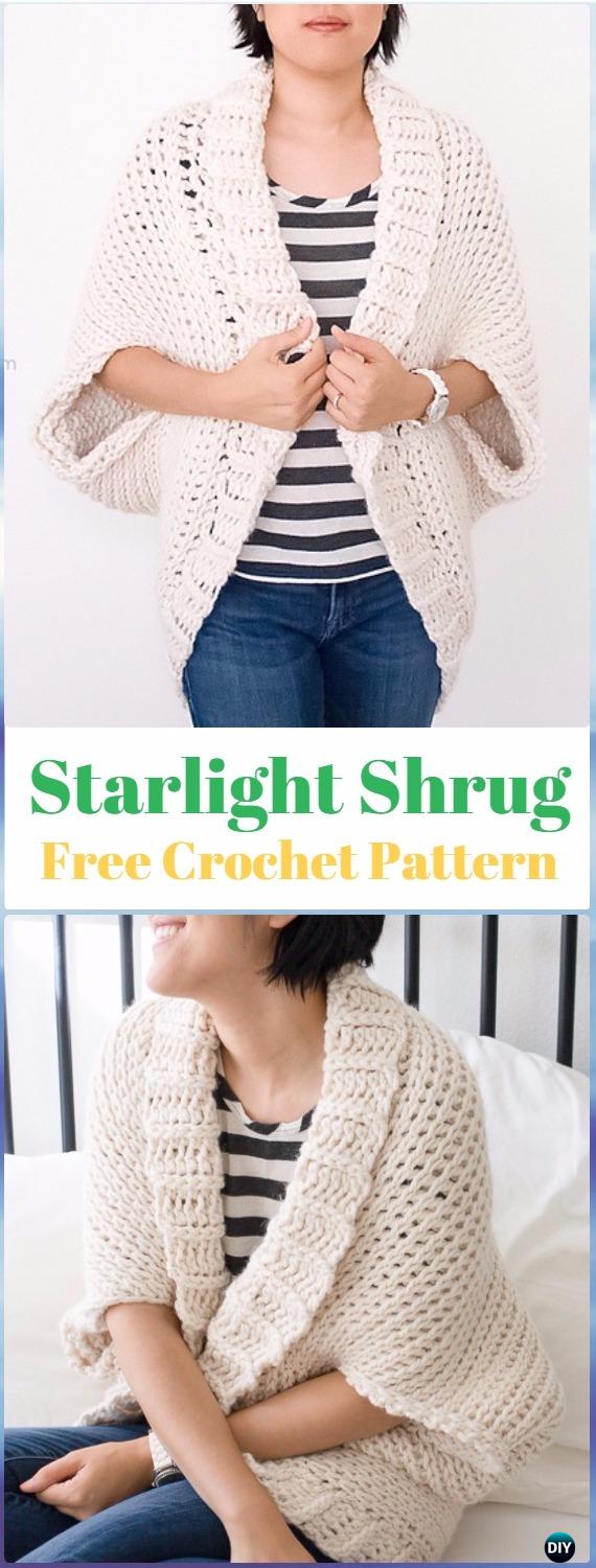 Crochet Starlight Shrug Free Pattern - Crochet Women Shrug Cardigan Free Pattern