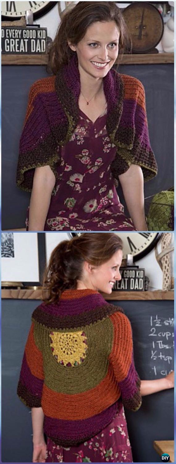 Crochet Sunset Shrug Free Pattern - Crochet Women Shrug Cardigan Free Patterns