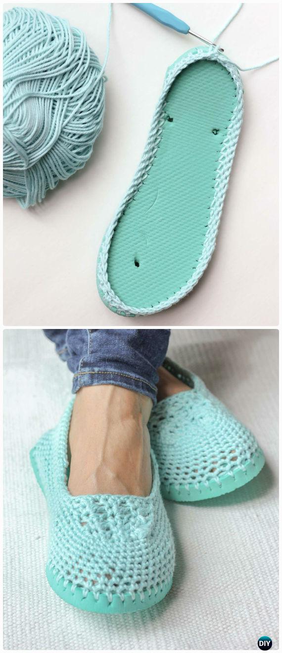 Crochet Flip Flop Soled Slippers Free Pattern - Crochet Women Slippers Free Patterns 