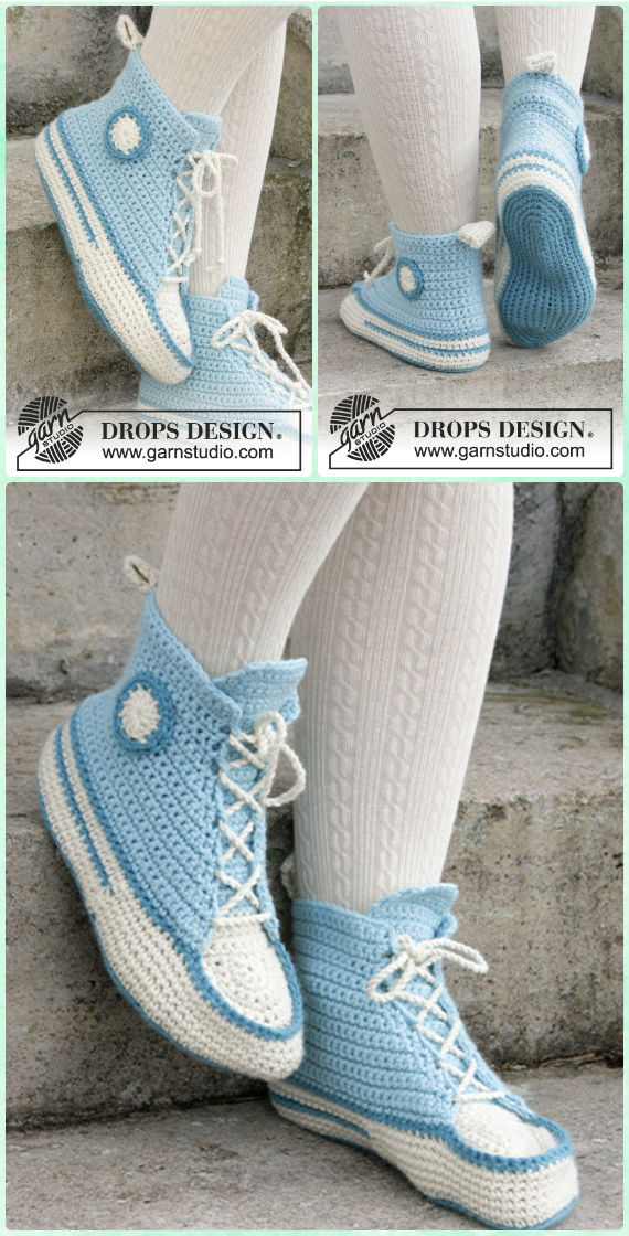 Crochet Adult Sneaker Slipper Free Pattern - Crochet Women Slippers Free Patterns 