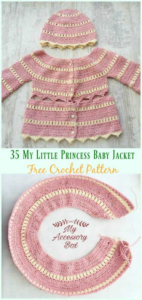My Little Princess Baby Jacket Free Crochet Pattern - #Crochet Kid's #Cardigan Sweater Coat Free Patterns