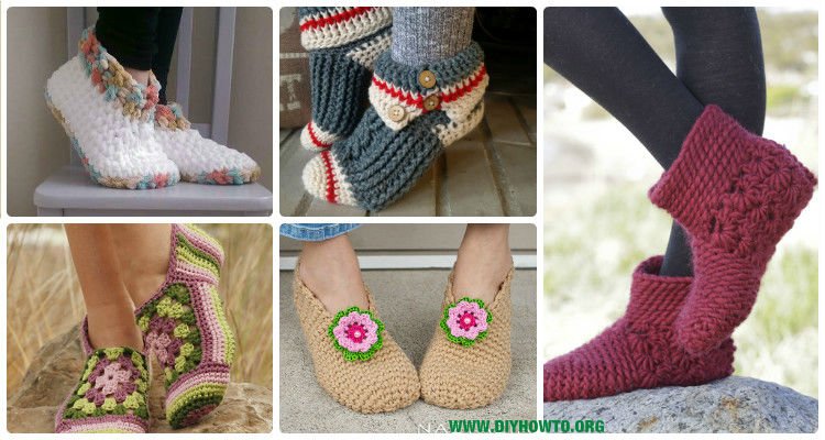 Crochet Women Slippers Free Patterns DIY Instructions