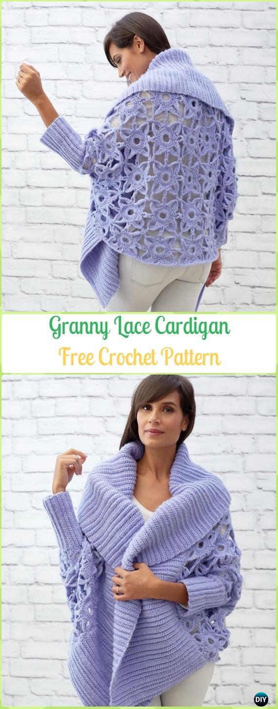 Crochet Granny Lace Cardigan Free Pattern - Crochet Women Sweater Coat & Cardigan Free Patterns
