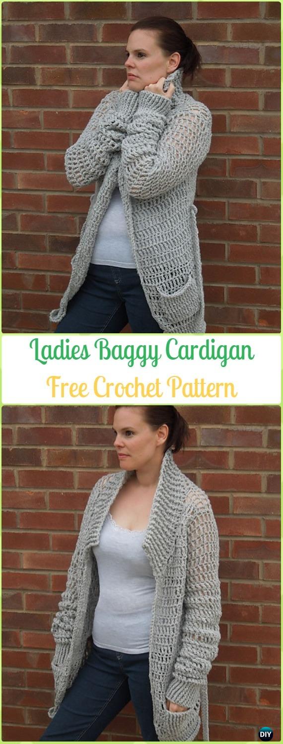 Crochet Ladies Baggy Cardigan Free Pattern - Crochet Women Sweater Coat & Cardigan Free Patterns