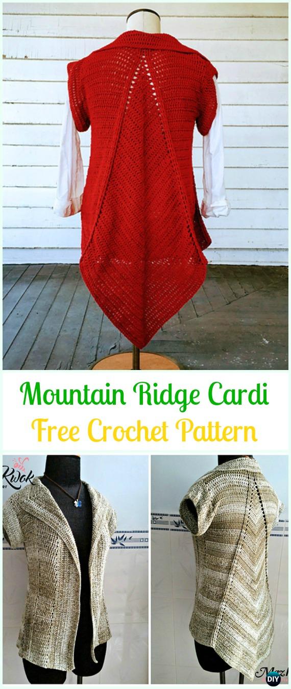 Crochet Mountain Ridge Cardigan Free Pattern - Crochet Women Sweater Coat & Cardigan 