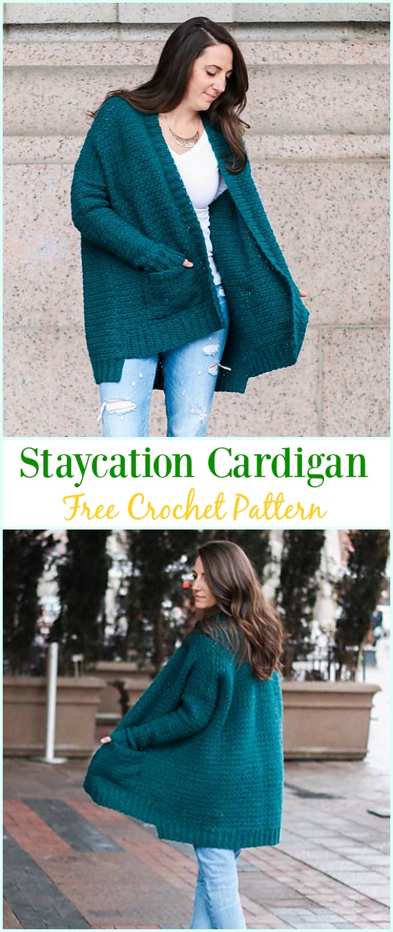 Crochet Staycation Cardigan Free Pattern - #Crochet; Women Sweater Coat & #Cardigan; Free Patterns
