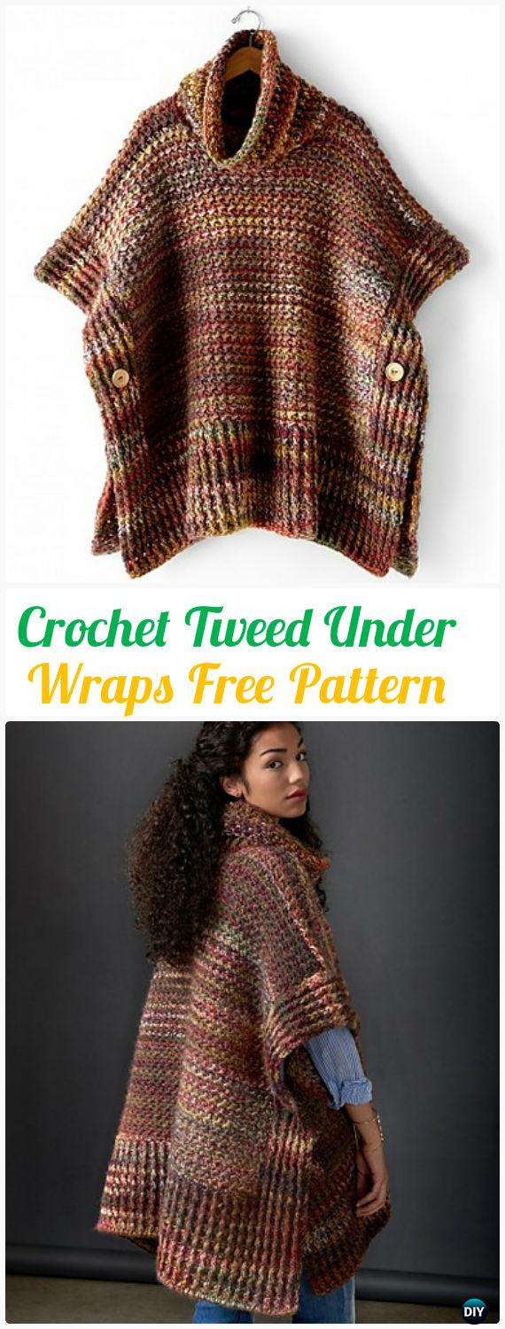 Crochet Tweed Under Wraps Free Pattern - Crochet Women Pullover Sweater Free Patterns