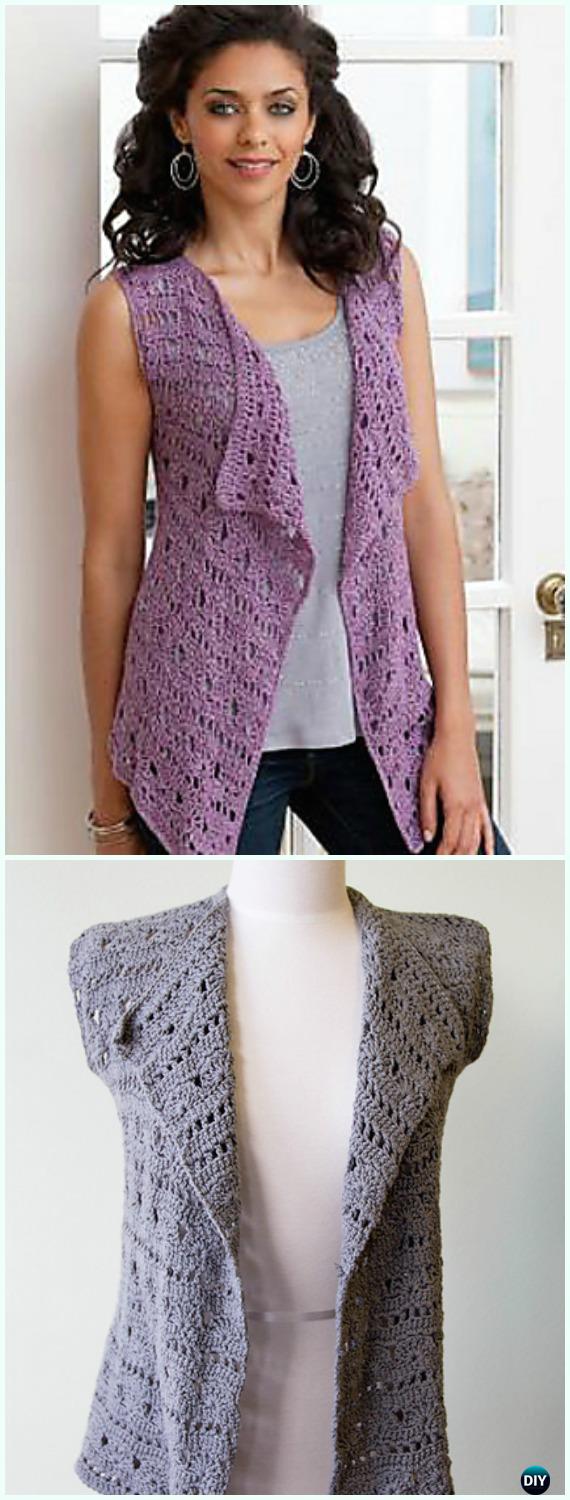 Drapey Crochet Vest Free Pattern - #Crochet; Women #Vest; Free Patterns