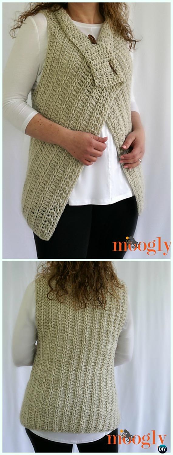 Crochet Simple Waterfall Vest Free Pattern - #Crochet; Women #Vest; Free Patterns