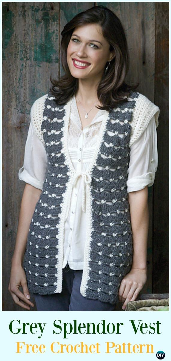 Crochet Grey Splendor Vest Free Pattern - #Crochet; Women #Vest; Free Patterns